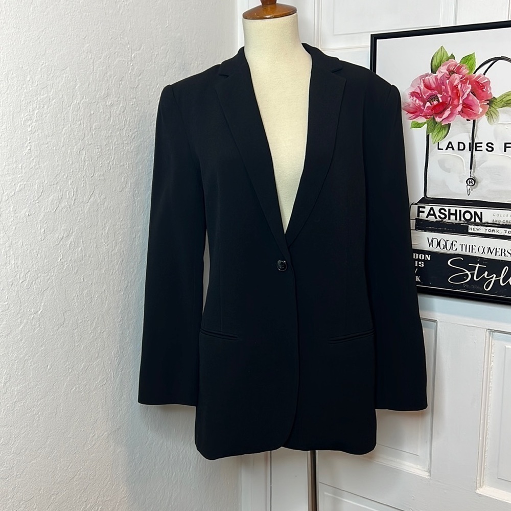 T by Alexander Wang Black One Button Long Blazer Size 6